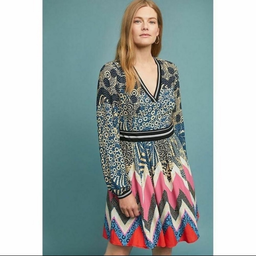 Maeve by Anthropologie Sporty Chevron Dress Size 2P